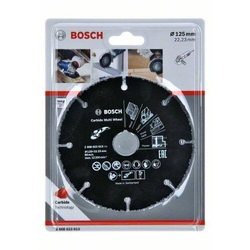  Carbide Multi Wheel Trennscheiben, 22,23-mm-Bohrung für kleine Winkelschleifer Bosch Trennscheibe Carbide Multi Wheel 125 mm, für kleine Winkelschleifer 12377332
