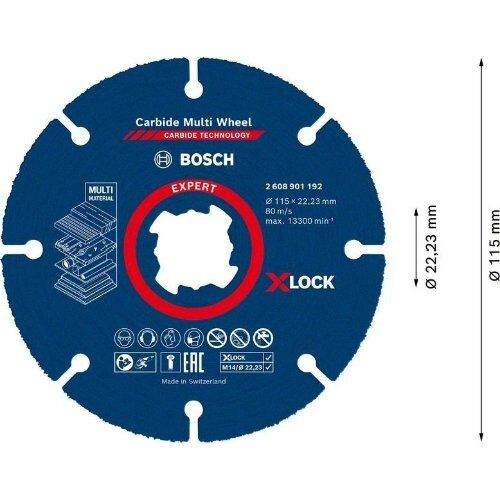  EXPERT Carbide Multi Wheel X-LOCK Trennscheiben Bosch EXPERT Carbide Multi Wheel X-LOCK Trennscheibe, 115 mm, 22,23 mm, für kleine Winkelschleifer 12377154