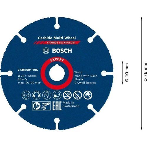  EXPERT Carbide Multi Wheel Trennscheiben Bosch EXPERT Carbide Multi Wheel Trennscheibe, 76 mm, 10 mm, für Mini-Winkelschleifer 12377160