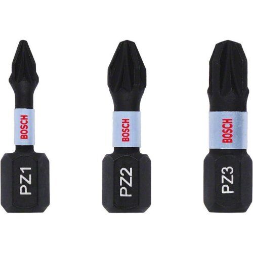  Schrauberbit-Packs Impact Control Pozidriv Bosch Impact Control PZ-Schrauberbits, 3‑teilig, für Schraubendreher 12377059