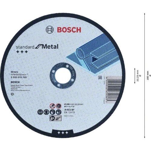  Standard for Metal Trennscheiben mit gerader Ausführung, 22,23-mm-Bohrung für große Winkelschleifer Bosch Trennscheibe gerade, Standard for Metal Straight 180 mm, 22.23 mm 12377233