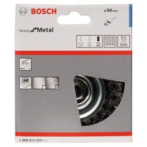  Gezopfte Topfbürsten Heavy for Metal mit M14-Gewinde für Winkelschleifer Bosch Topfbürste, 90 mm, gezopfter Stahldraht, für kleine Winkelschleifer 12377401