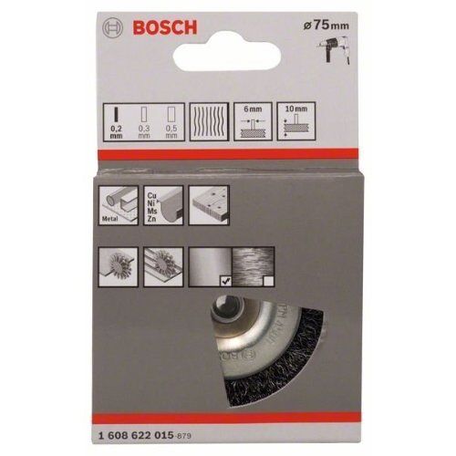  Gewellte Scheibenbürsten Clean for Metal für Bohrmaschinen Bosch Scheibenbürste 75 x 0,2 mm, gewellter Stahldraht, für Dreh- und Schlagbohrer 12377446