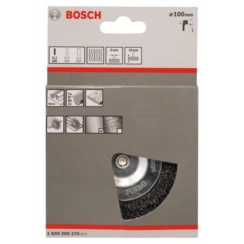  Gewellte Scheibenbürsten Clean for Metal für Bohrmaschinen Bosch Scheibenbürste 100 x 0,2 mm, gewellter Stahldraht, für Dreh- und Schlagbohrer 12377452