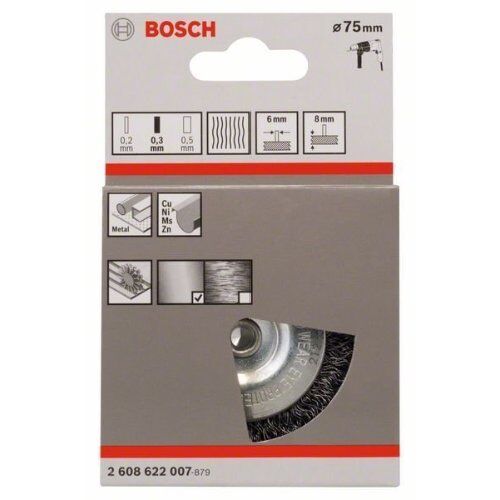  Gewellte Scheibenbürsten Clean for Metal für Bohrmaschinen Bosch Scheibenbürste 75 x 0,3 mm, gewellter Stahldraht, für Dreh- und Schlagbohrer 12377450