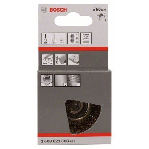 Gewellte Topfbürste Clean for Metal für Bohrer, vermessingt, zylindrischer Schaft 6 mm Bosch Topfbürste 50 x 0,2 mm, gewellter Draht, vermessingt, für Dreh- und Schlagbohrer 12377441