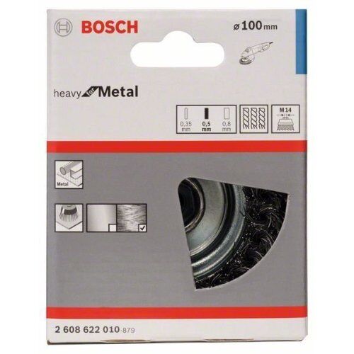  Gezopfte Topfbürsten Heavy for Metal mit M14-Gewinde für Winkelschleifer Bosch Topfbürste, 100 mm, gezopfter Stahldraht, für kleine Winkelschleifer 12377400