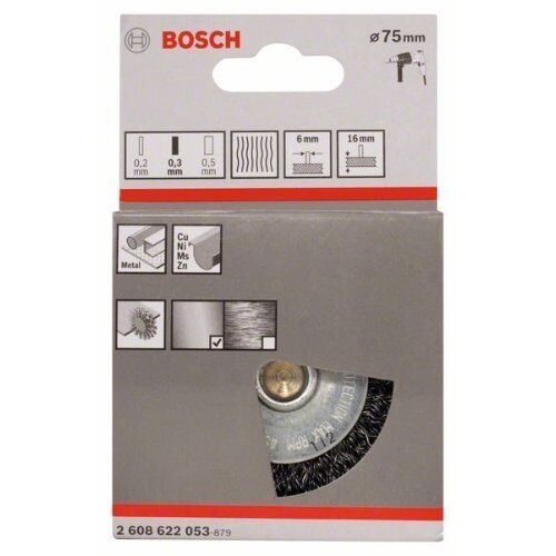  Gewellte Scheibenbürsten Clean for Metal für Bohrmaschinen Bosch Scheibenbürste 75 x 0,3 mm, gewellter Stahldraht, für Dreh- und Schlagbohrer 12377448