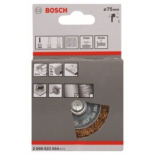  Scheibenbürsten für Bohrmaschinen, gewellter Draht, vermessingt Bosch Scheibenbürste 75 x 0,2 mm, gewellter Draht, vermessingt, für Dreh- und Schlagbohrer 12377461