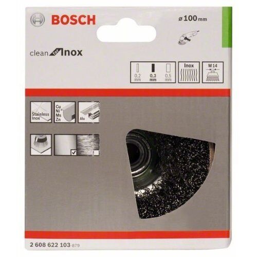  Gewellte Topfbürsten Clean for Inox für Winkelschleifer Bosch Topfbürste 100 mm, gewellter rostfreier Stahldraht, für kleine Winkelschleifer 12377415
