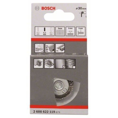  Gewellte Scheibenbürsten Clean for Inox für Bohrmaschinen Bosch Scheibenbürste 30 x 0,3 mm, gewellter rostfreier Stahldraht, für Dreh- und Schlagbohrer 12377455