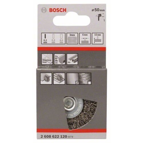  Gewellte Scheibenbürsten Clean for Inox für Bohrmaschinen Bosch Scheibenbürste 50 x 0,2 mm, gewellter rostfreier Stahldraht, für Dreh- und Schlagbohrer 12377457