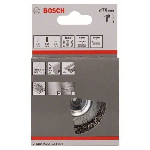  Gewellte Scheibenbürsten Clean for Inox für Bohrmaschinen Bosch Scheibenbürste 70 x 0,3 mm, gewellter rostfreier Stahldraht, für Dreh- und Schlagbohrer 12377454