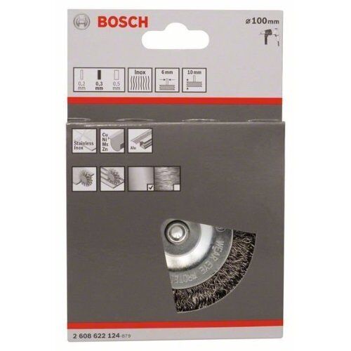  Gewellte Scheibenbürsten Clean for Inox für Bohrmaschinen Bosch Scheibenbürste 100 x 0,3 mm, gewellter rostfreier Stahldraht, für Dreh- und Schlagbohrer 12377453