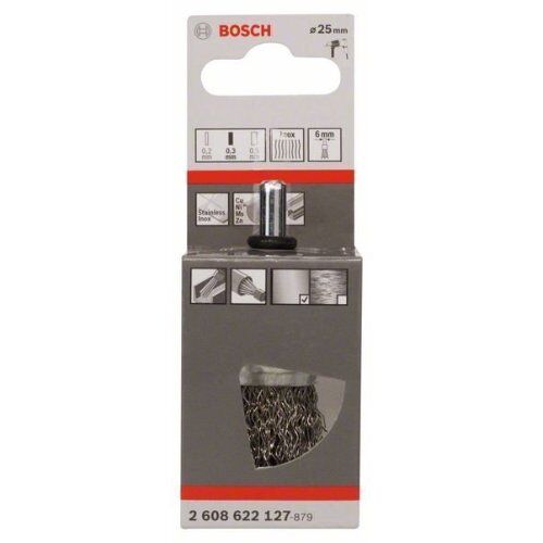  Clean for Inox Gewellte Pinselbürste für Bohrer Bosch Pinselbürste, 25 x 0,3 mm, gewellter Draht, Edelstahl, für Dreh- und Schlagbohrer 12377469