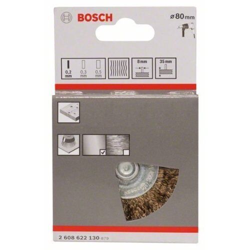  Scheibenbürsten für die Holzstrukturierung für Bohrer, vermessingt Bosch Scheibenbürste 80 x 0,2 mm, gewellter Draht, vermessingt, für Dreh- und Schlagbohrer 12377462