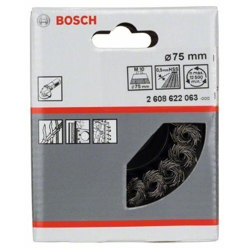  Gezopfte Topfbürsten Heavy for Metal mit M10-Gewinde für Winkelschleifer Bosch Topfbürste, 75 mm, gezopfter Stahldraht M10, für kleine Winkelschleifer 12377406