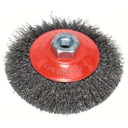  Clean for Metal Gewellte Pinselbürste für Winkelschleifer Bosch Kegelbürste, 115 mm, gewellter Stahldraht, für kleine Winkelschleifer 12377430