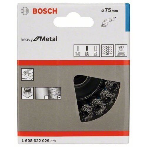  Gezopfte Topfbürsten Heavy for Metal mit M14-Gewinde für Winkelschleifer Bosch Topfbürste, 75 mm, gezopfter Stahldraht, für kleine Winkelschleifer 12377403