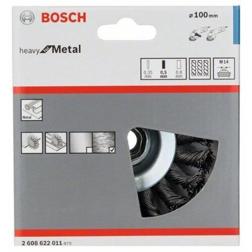  Heavy for Metal Gezopfte Kegelbürste für Winkelschleifer Bosch Kegelbürste, 100 mm, gezopfter Stahldraht, für kleine Winkelschleifer 12377428