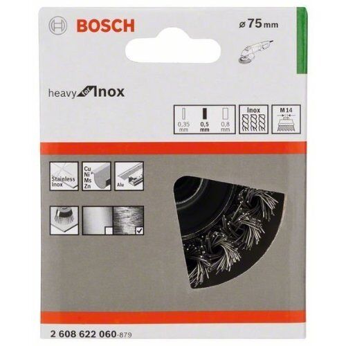  Gezopfte Topfbürsten Heavy for Inox für Winkelschleifer Bosch Topfbürste 75 mm, gezopfter rostfreier Stahldraht, für kleine Winkelschleifer 12377411
