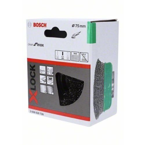  Gewellte Topfbürsten Clean for Inox für X-LOCK Winkelschleifer Bosch X-LOCK Topfbürste 75 mm, gewellter rostfreier Stahldraht, für kleine Winkelschleifer 12377417