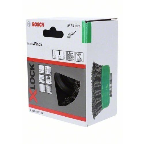  Gezopfte Topfbürsten Heavy for Inox für X-LOCK Winkelschleifer Bosch X-LOCK Topfbürste 75 mm, gezopfter rostfreier Stahldraht, für kleine Winkelschleifer 12377413
