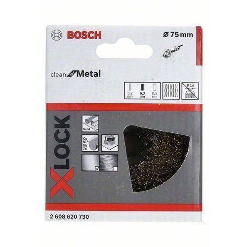  Gewellte Topfbürsten Clean for Metal für X-LOCK Winkelschleifer, vermessingt Bosch X-LOCK Topfbürste 75 mm, gewellte Messingbürsten, für kleine Winkelschleifer 12377420
