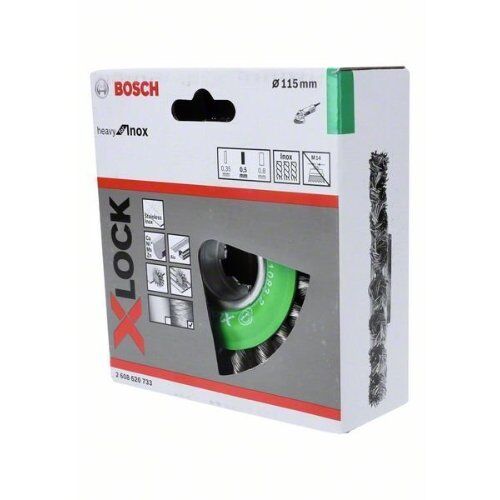  Gezopfte Scheibenbürsten Heavy for Inox für X-LOCK Winkelschleifer Bosch X-LOCK Scheibenbürste 115 mm, gezopfter rostfreier Stahldraht, für kleine Winkelschleifer 12377426