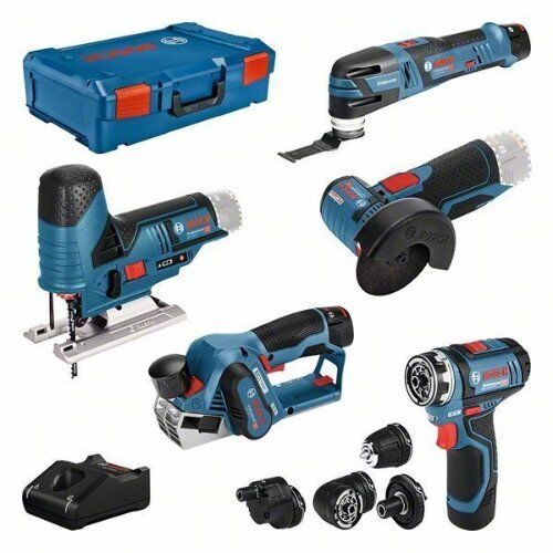  Profi-Sets Bosch 5er Werkzeug-Set 12V: GSR + GOP + GHO + GWS + GST + 3x GBA + GAL + XL-BOXX 12377796