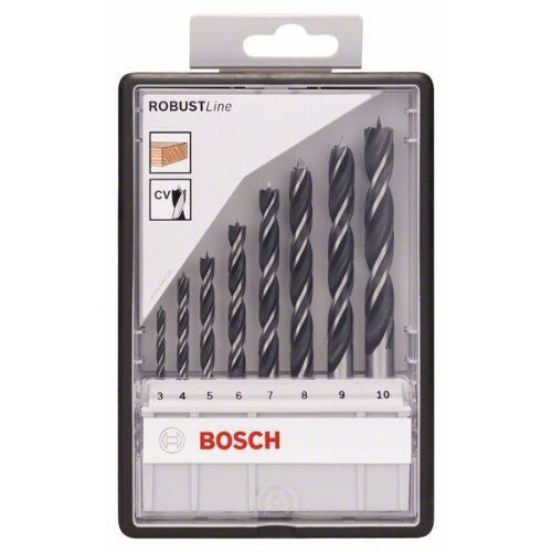  Holzspiralbohrer-Sets mit zylindrischem Schaft Bosch 8-tlg. Holzspiralbohrer-Set, Robust Line, 3–10 mm, für Bohrmaschinen 12370667