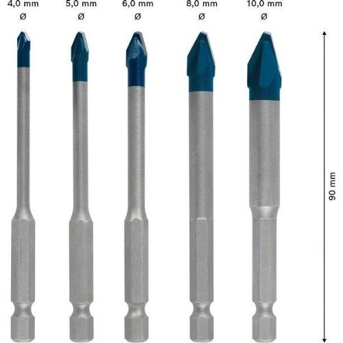  EXPERT HEX-9 HardCeramic Bohrer-Sets Bosch EXPERT HEX-9 HardCeramic Bohrer-Set, 4/5/6/8/10 mm, 5-tlg., für Dreh- und Schlagbohrer 12370337