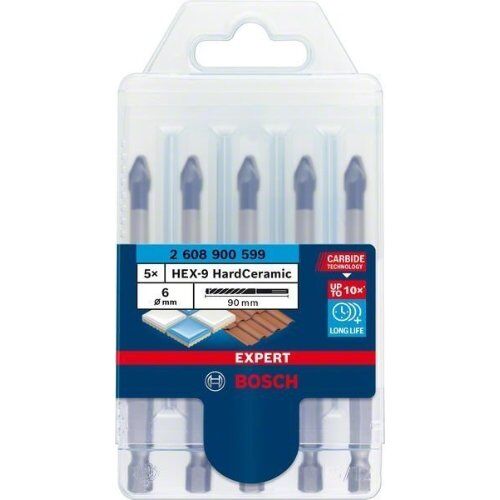  EXPERT HEX-9 HardCeramic Bohrer-Sets Bosch EXPERT HEX-9 HardCeramic Dachziegel-Bohrer-Set, 6 mm, 5-tlg., für Dreh- und Schlagbohrer 12370338