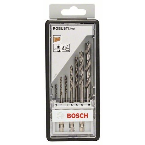  Holzspiralbohrer-Sets mit Sechskantschaft, Robust Line Bosch 7-tlg. Holzspiralbohrer-Set, Robust Line, Sechskantschaft, 2–8 mm, für Dreh- und Schlagbohrer 12370677
