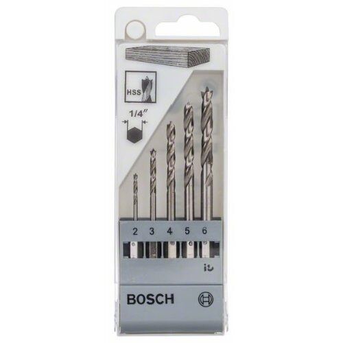  Holzspiralbohrer-Sets mit Sechskantschaft Bosch 5-tlg. Holzbohrer-Set mit Sechskantschaft, 2–6 mm, für Dreh- und Schlagbohrer 12370678