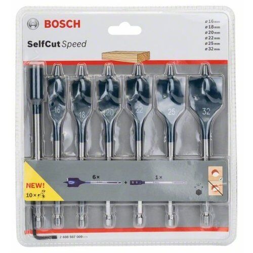  Flachfräsbohrer-Sets SelfCut Speed Bosch 7-tlg. Flachfräsbohrer-Set, SelfCut Speed, 16–32 mm, für Dreh- und Schlagbohrer 12370690