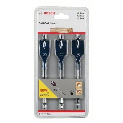  Flachfräsbohrer-Sets SelfCut Speed Bosch 3-tlg. Flachfräsbohrer-Set, SelfCut Speed, 20/22/25 mm, für Dreh- und Schlagbohrer 12370689