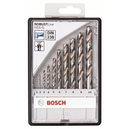  HSS-G DIN338 Metallbohrer-Sets Robust Line Bosch 10-tlg. Metallbohrer-Set, Robust Line, HSS-G, 135°, 1–10 mm, für Bohrmaschinen 12372093