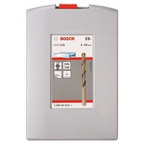  HSS-Co Metallbohrer-Sets DIN338 Bosch 19-tlg. ProBox Metallbohrer-Set HSS-Co, DIN 338 (Kobaltlegierung), 1–10 mm, für Bohrmaschinen 12372101
