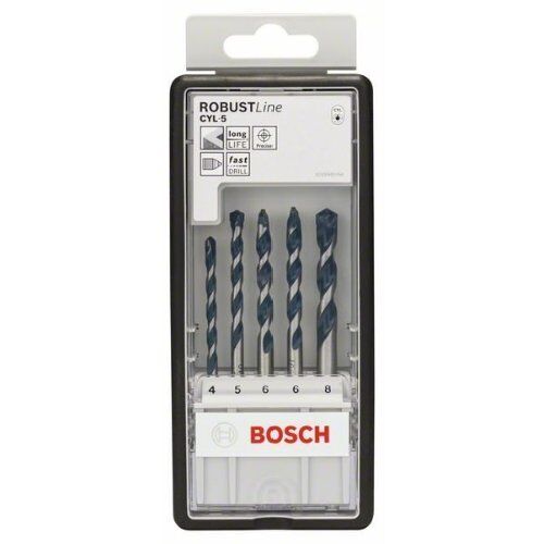  CYL-5 Concrete Bohrer-Sets Bosch 5-tlg. CYL-5 Betonbohrer-Set, Robust Line, 4–8 mm, für Dreh- und Schlagbohrer 12371438