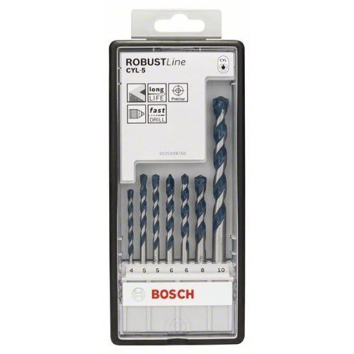  CYL-5 Concrete Bohrer-Sets Bosch 7-tlg. CYL-5 Betonbohrer-Set, Robust Line, 4–10 mm, für Dreh- und Schlagbohrer 12371437