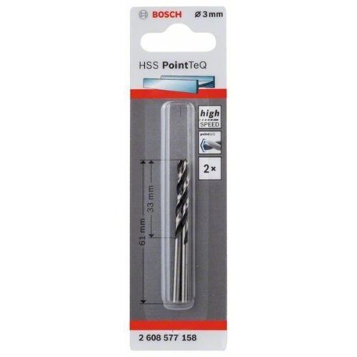  HSS PointTeQ Spiralbohrer mit zylindrischem Schaft Bosch HSS-Spiralbohrer PointTeQ 3,0 mm, für Bohrmaschinen 12371747