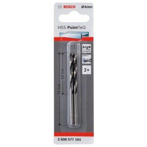 HSS PointTeQ Spiralbohrer mit zylindrischem Schaft Bosch HSS-Spiralbohrer PointTeQ 4,0 mm, für Bohrmaschinen 12371857
