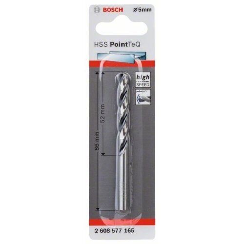  HSS PointTeQ Spiralbohrer mit zylindrischem Schaft Bosch HSS-Spiralbohrer PointTeQ 5,0 mm, für Bohrmaschinen 12371843