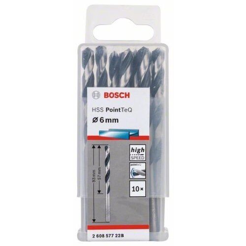  HSS PointTeQ Spiralbohrer mit zylindrischem Schaft Bosch HSS-Spiralbohrer PointTeQ 6,0 mm, für Bohrmaschinen 12371851