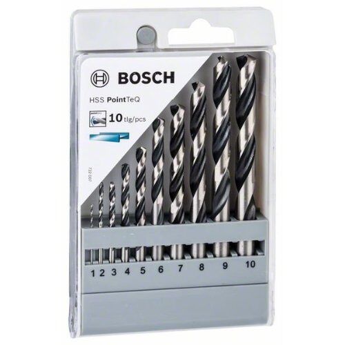  HSS PointTeQ Spiralbohrer-Sets mit Sechskantschaft Bosch HSS-Spiralbohrer-Set PointTeQ, 10-tlg., 1–10 mm, für Bohrmaschinen 12372102