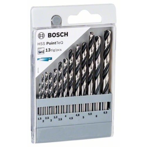  HSS PointTeQ Spiralbohrer-Sets mit Sechskantschaft Bosch HSS-Spiralbohrer-Set PointTeQ, 13-tlg., 1,5–6,5 mm, für Bohrmaschinen 12372111