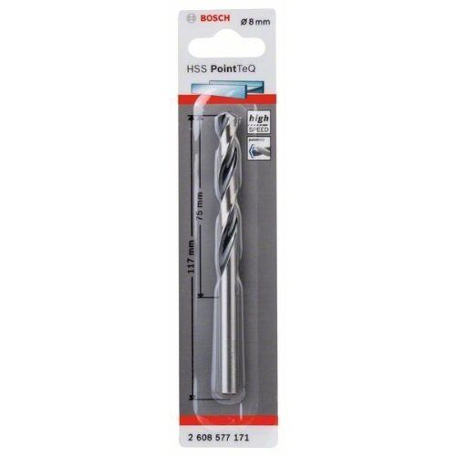  HSS PointTeQ Spiralbohrer mit zylindrischem Schaft Bosch HSS-Spiralbohrer PointTeQ 8,0 mm, für Bohrmaschinen 12371827