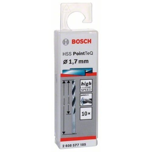  HSS PointTeQ Spiralbohrer mit zylindrischem Schaft Bosch HSS-Spiralbohrer PointTeQ 1,7 mm, für Bohrmaschinen 12371798