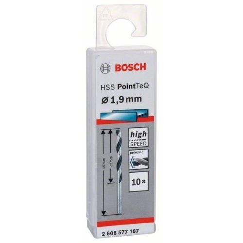  HSS PointTeQ Spiralbohrer mit zylindrischem Schaft Bosch HSS-Spiralbohrer PointTeQ 1,9 mm, für Bohrmaschinen 12371877